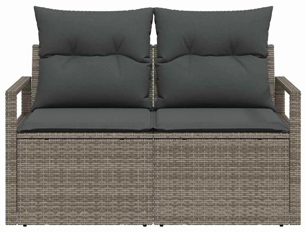 2-Fős Kerti Kanapé Párnákkal Szürke Polyrattan