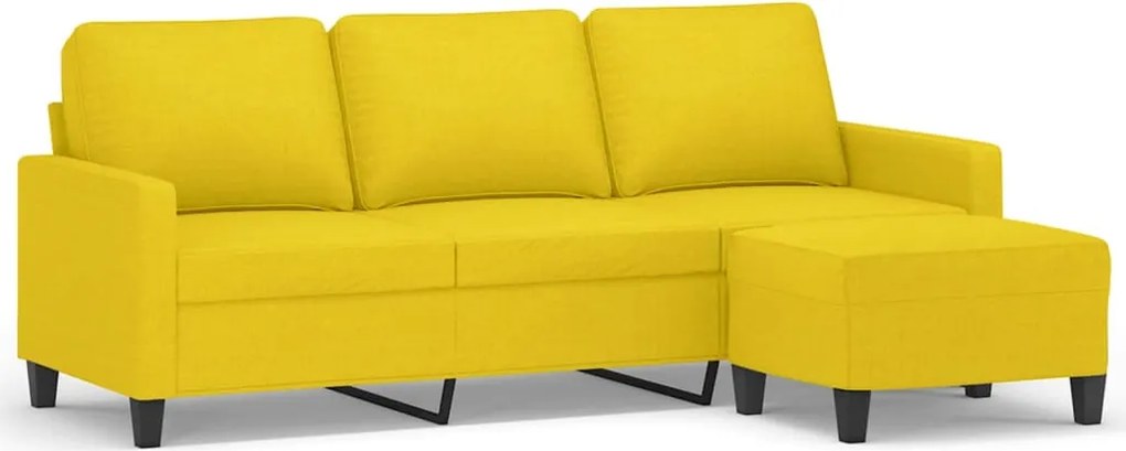vidaXL 3 személyes világossárga szövet kanapé lábtartóval 180 cm
