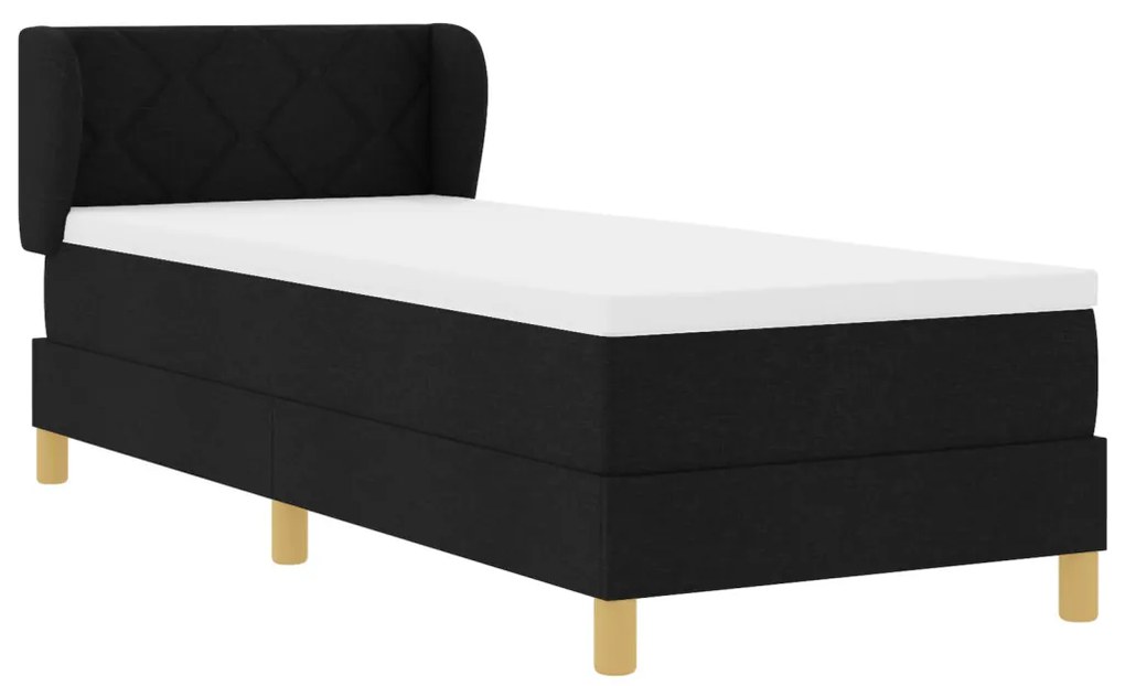Boxspring Ágy Mattal Fekete 80x200 cm Textil
