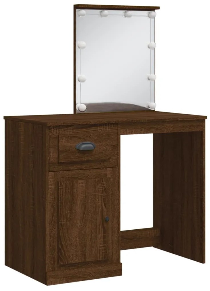 világosbarna tölgy fésülködőasztal LED-lámpákkal 90x42x132,5 cm
