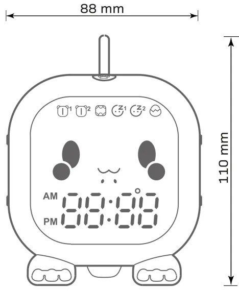 LED RGBW Dimmelhető gyermek éjszakai kislámpa ébresztőórával FILIP LED/1,5W/5V 1500 mAh