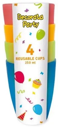 Színes műanyag pohár 4 db-os szett 250 ml