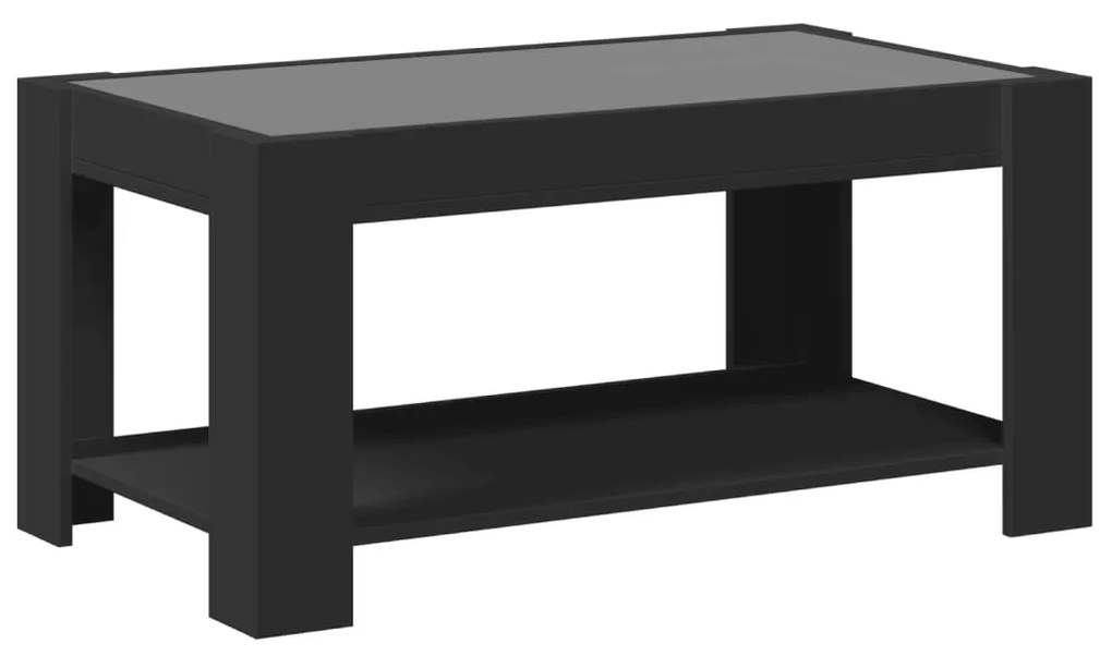 fekete szerelt fa dohányzóasztal LED-del 93 x 53 x 45 cm