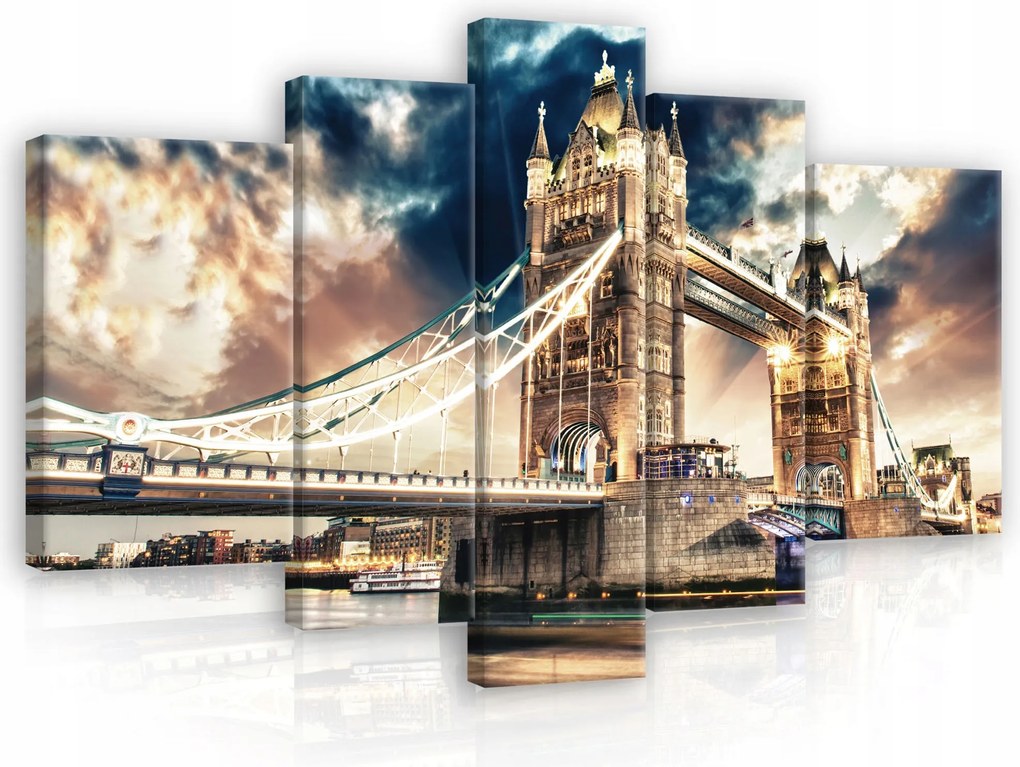 Vászonkép Város Híd Vászon Fal 5 Részes Képek Szett 170x100