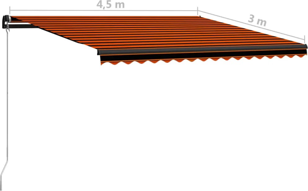 Narancssárga és barna kézzel kihúzható napellenző 450 x 300 cm