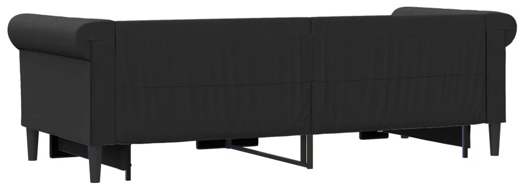 fekete kihúzható műbőr heverő fiókkal 90 x 200 cm