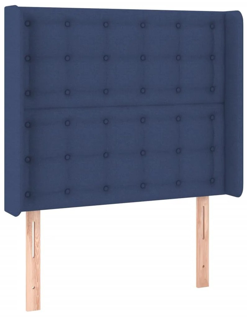 kék szövet fejtámla szárnyakkal 93x16x118/128 cm