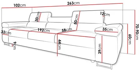 Kanapé Terazuro 3 (szürke + sötétszürke) . 1104626