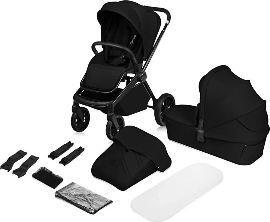 Lionelo - MIKA PLUS 2 az 1-ben kombinált babakocsi Fekete Onyx