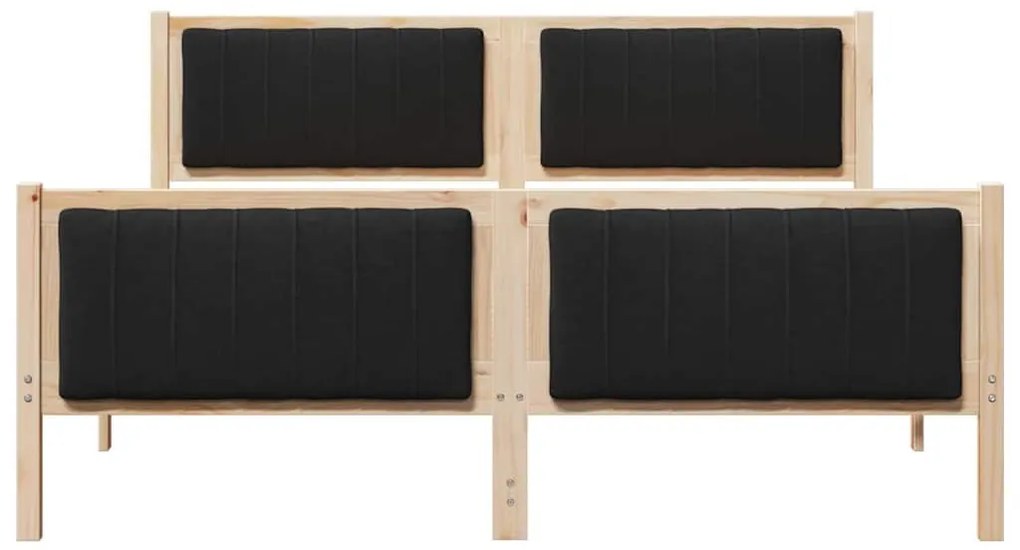 Ágykeret fejtámlával Barna és fekete 150 x 200 cm Tömör fenyőfa