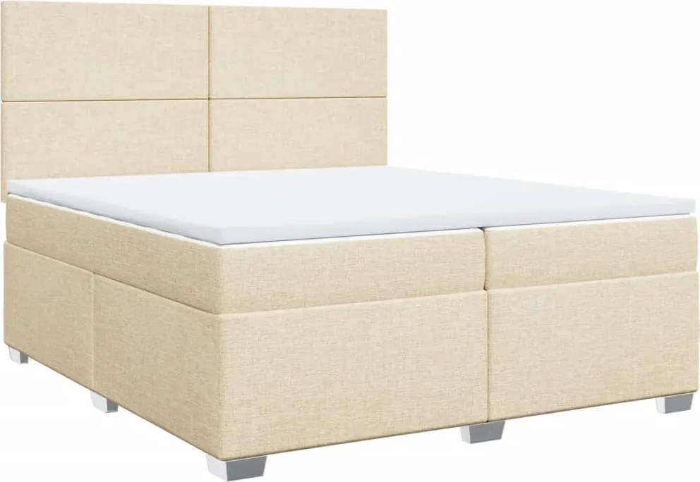 vidaXL krémszínű szövet rugós ágy matraccal 200 x 200 cm