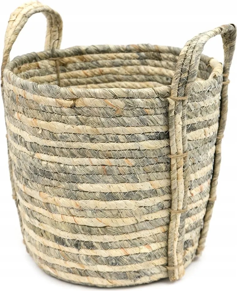 Fonott Fűkosár Barna Szürke 20x21cm Kosár