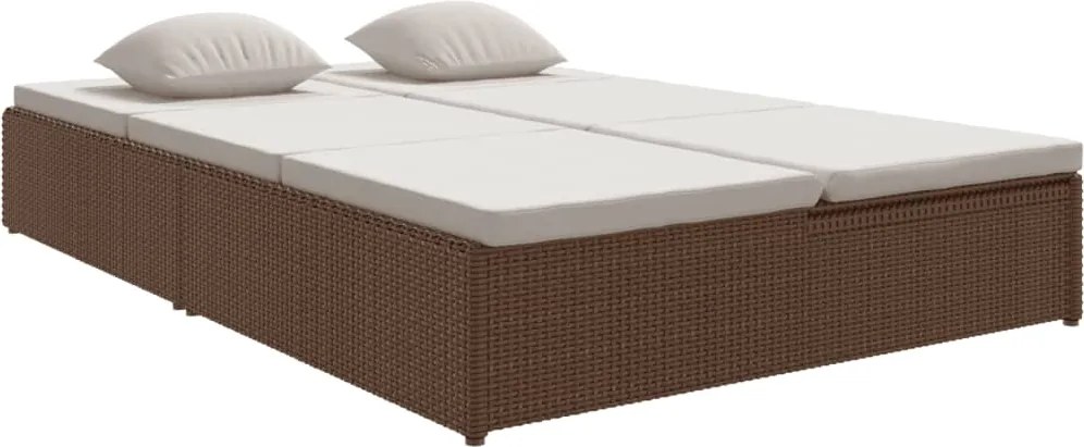 vidaXL barna polyrattan átalakítható napozóágy párnákkal