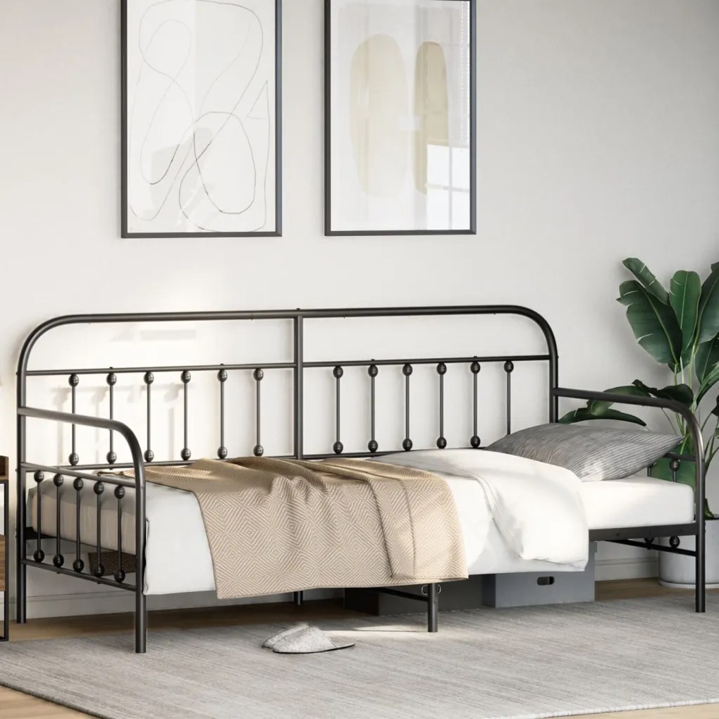 Fekete Nappaliágy Keret 100x190 cm Acél