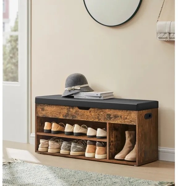 Cipőtároló VOREN barna/fekete