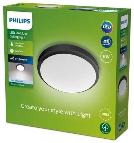 Philips - LED Fürdőszobai mennyezeti lámpa DORIS LED/6W/230V 4000K IP54 fekete
