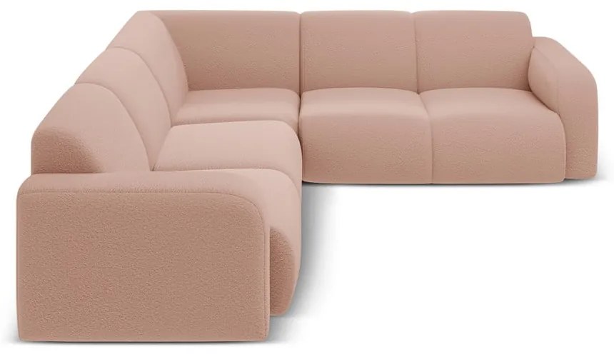 Világos rózsaszín buklé sarokkanapé (variálható-L alakú) Molino – Micadoni Home