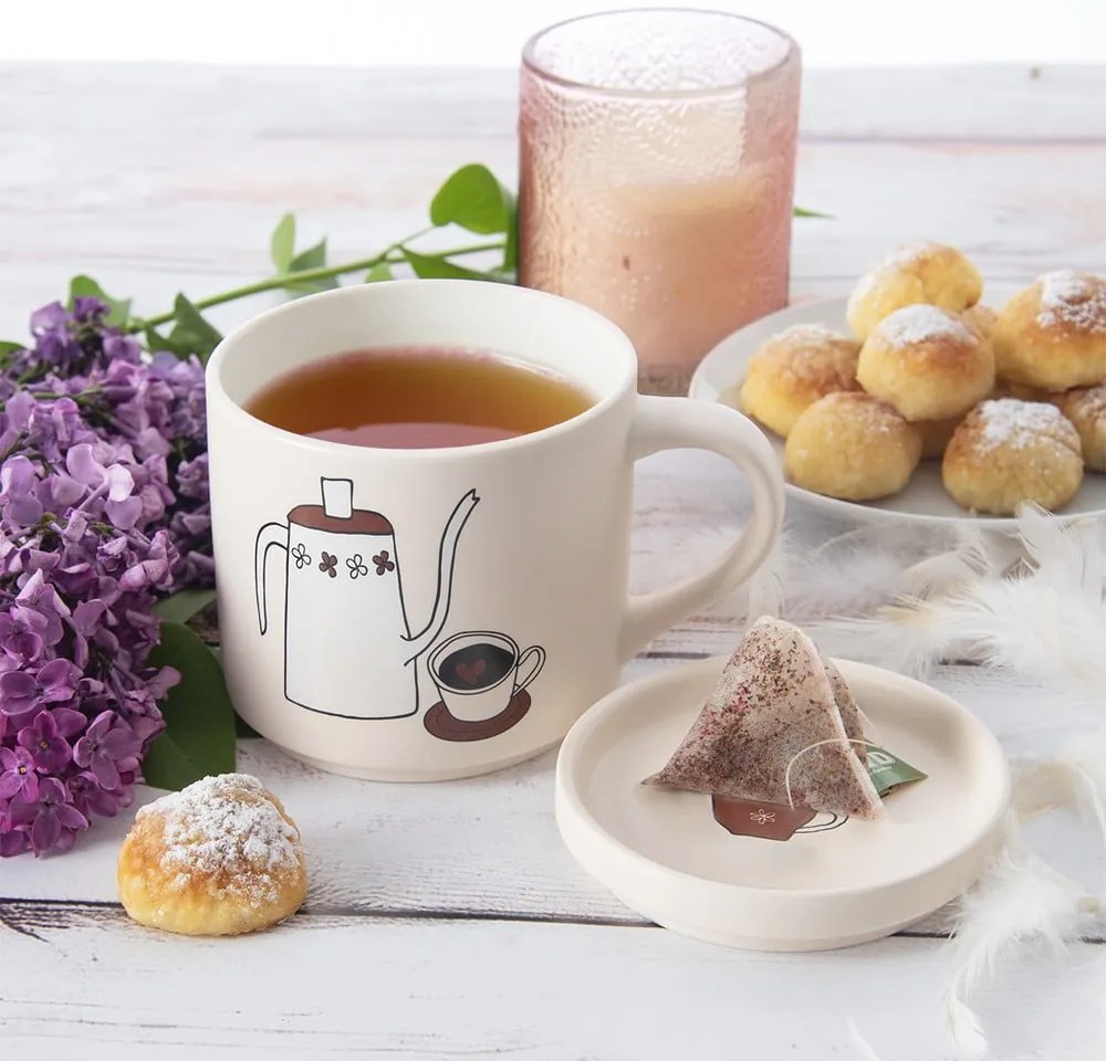 Fehér porcelán fedeles bögre 450 ml – Orion
