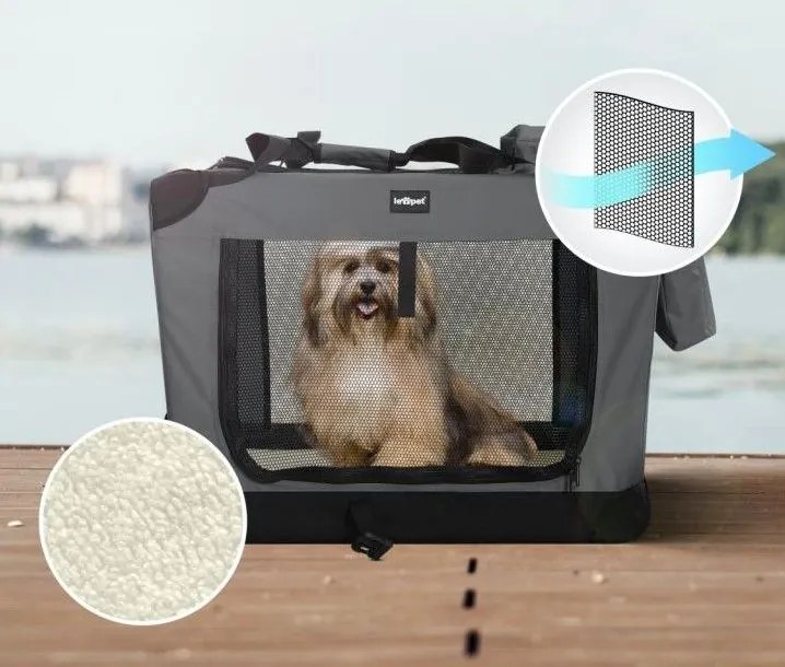 Leopet Szállító doboz kutyáknak L 70 x 52 x 52 cm antracit