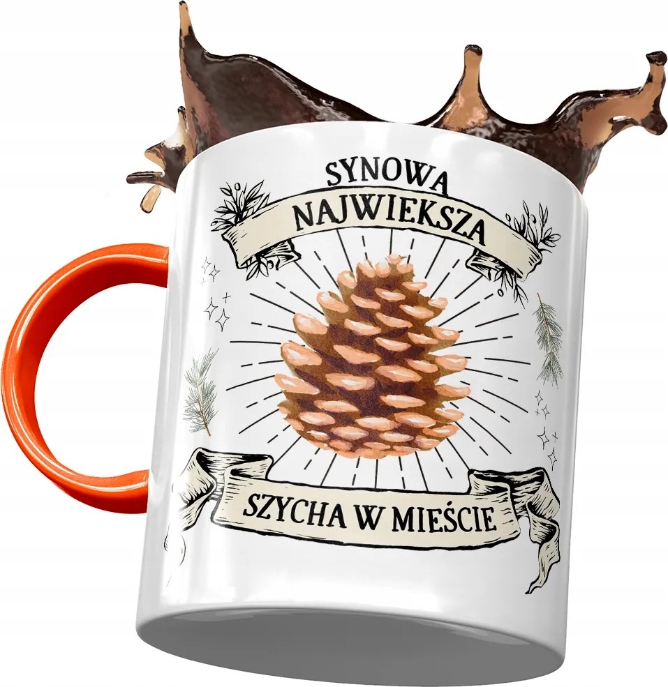 Narancssárga bögre Fia fiának Ajándék Nyomtatott Fotóval