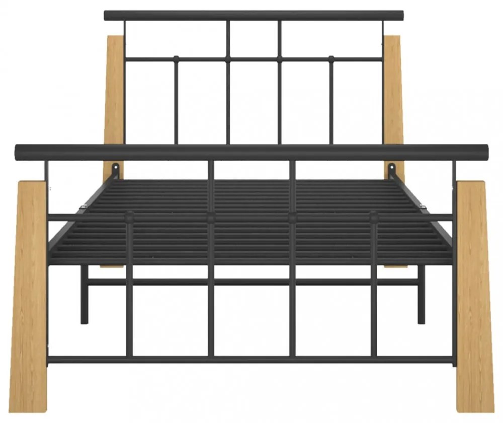 fém és tömör tölgyfa ágykeret 90 x 200 cm