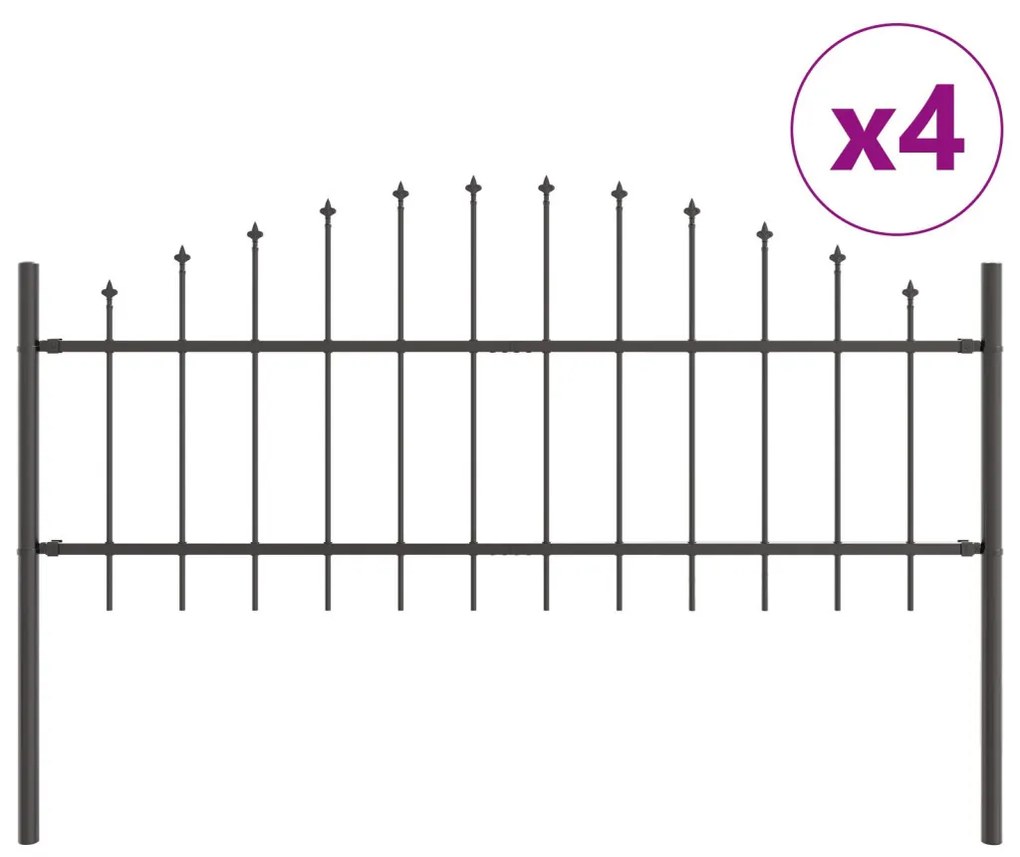 Kerti Kerítés Íves Felső Szürke 6,8x0,75 m Acél