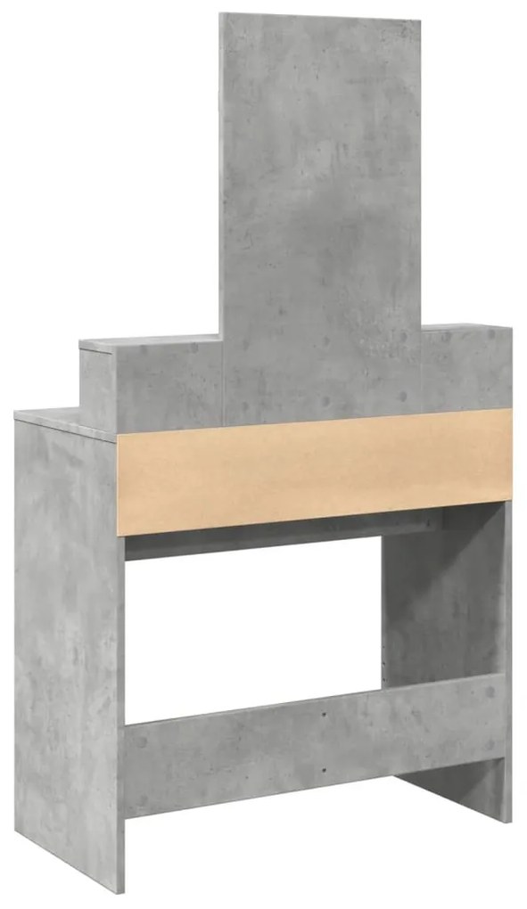 betonszürke fésülködőasztal tükörrel 80 x 41 x 144,5 cm