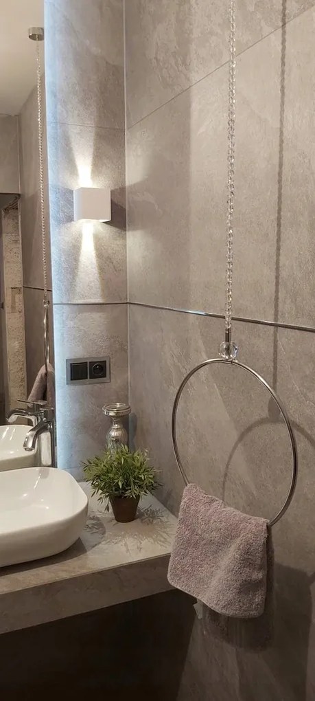 Mennyezeti akasztó állítható törölköző króm kristály glamur kerek lógó