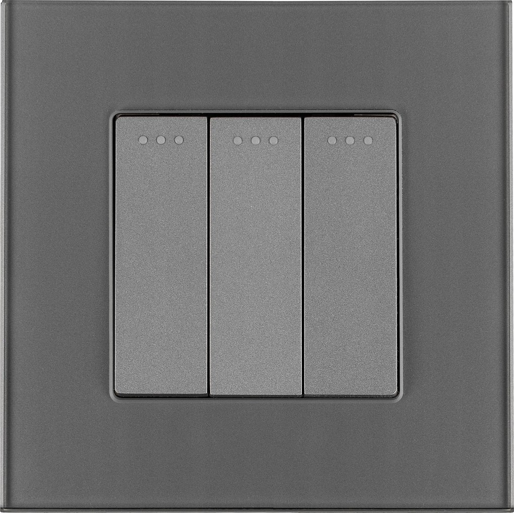 Kapcsoló Hármas üveg kapcsoló Szürke Miuun