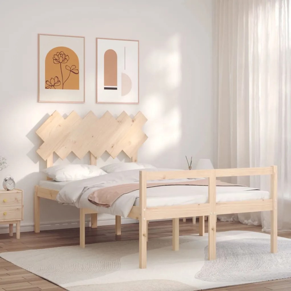 Tömör fa ágy időseknek fejtámlával Double