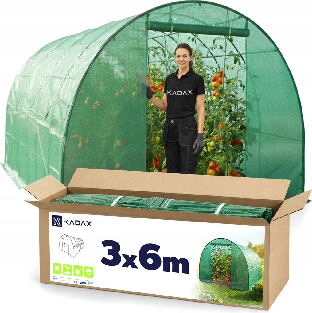 Kerti Üvegház Kertészeti Nagy Alagút Fólia Sátor 18 m2 Erős 3 x 6 m