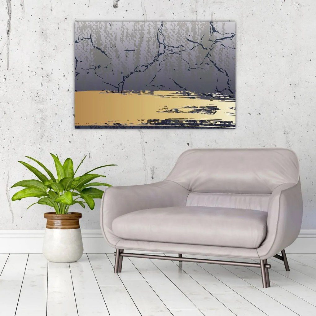 Kép - Kék és arany absztrakció N⁰1 (90x60 cm)