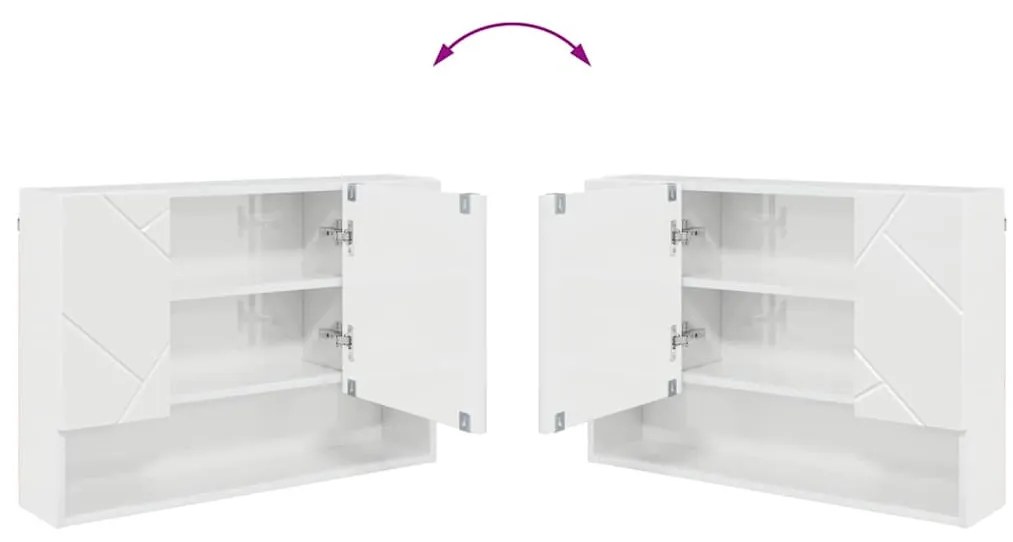 Fürdőszobai tükörszekrény Magasfényű fehér 80 x 17 x 55 cm