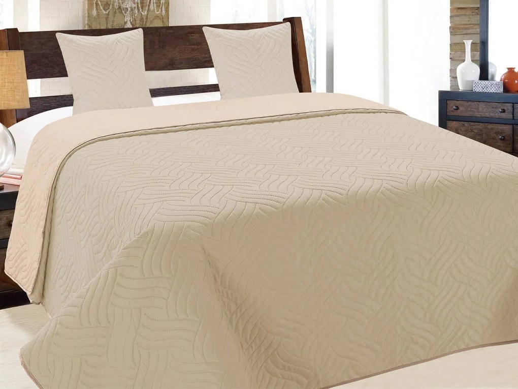 Kétoldalas Ágytakaró Vigo Steppelt Rózsaszín Világosszürke 220x240 cm+ 2 párnahuzat