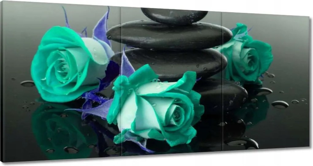 Vászonkép 120x60 Kék rózsák Kő