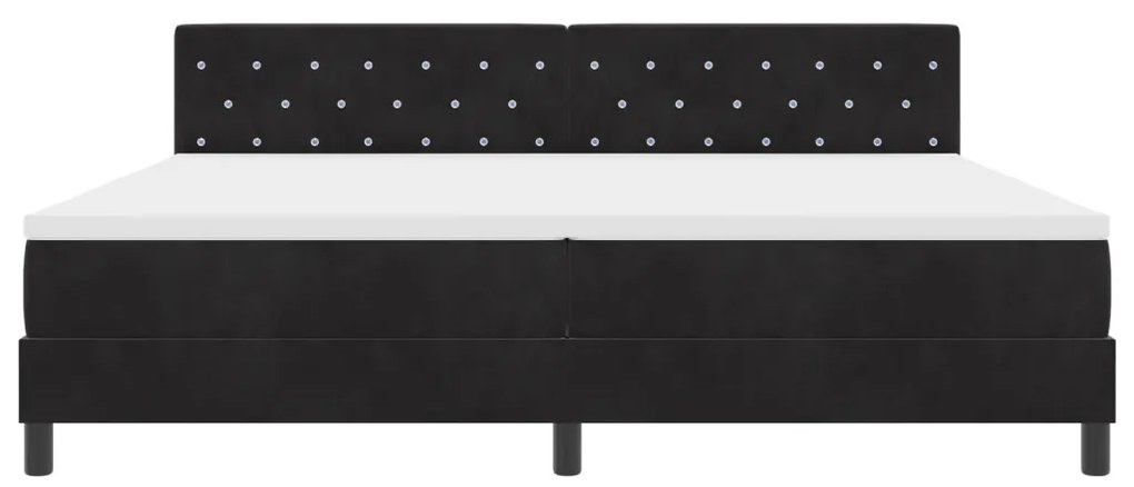 Boxspring Ágy Matraccal & LED Fekete 200x200 cm Bársonyos
