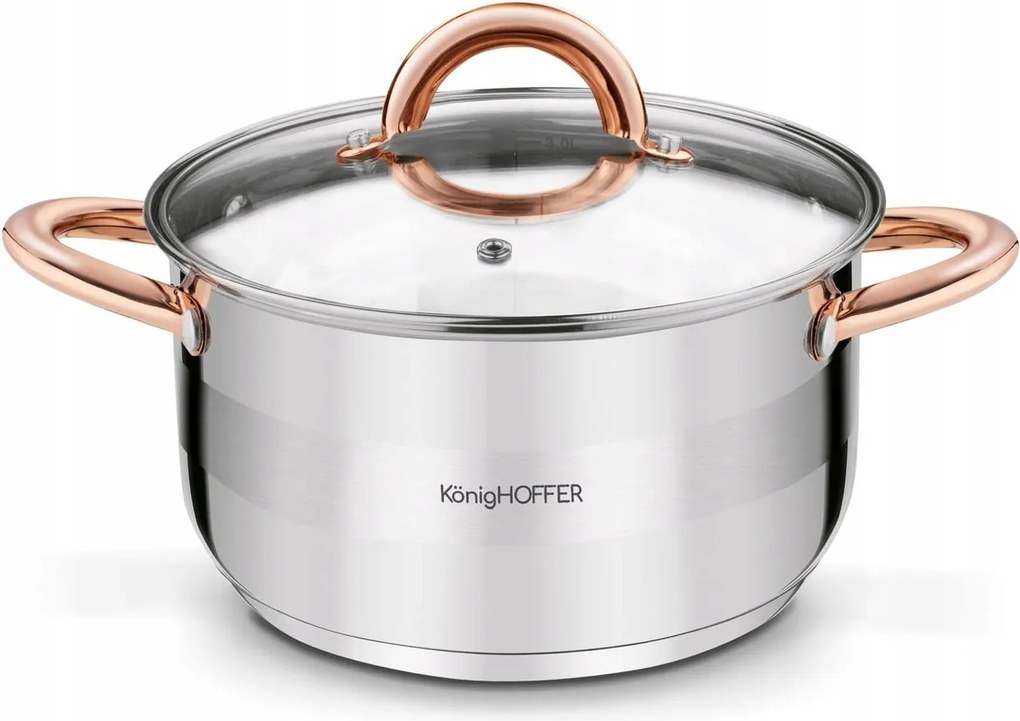 Indukciós edény rozsdamentes acélból, ezüst színű, 3,4 literes