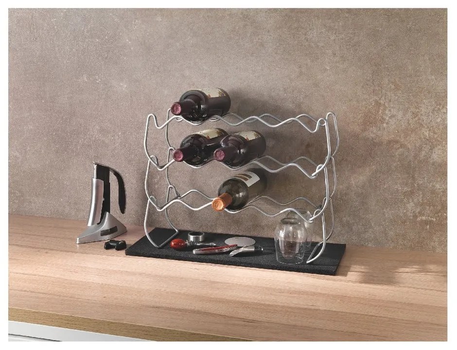 Wine háromszintes borosüveg tartó 12 palackhoz, hossz 45 cm - Metaltex