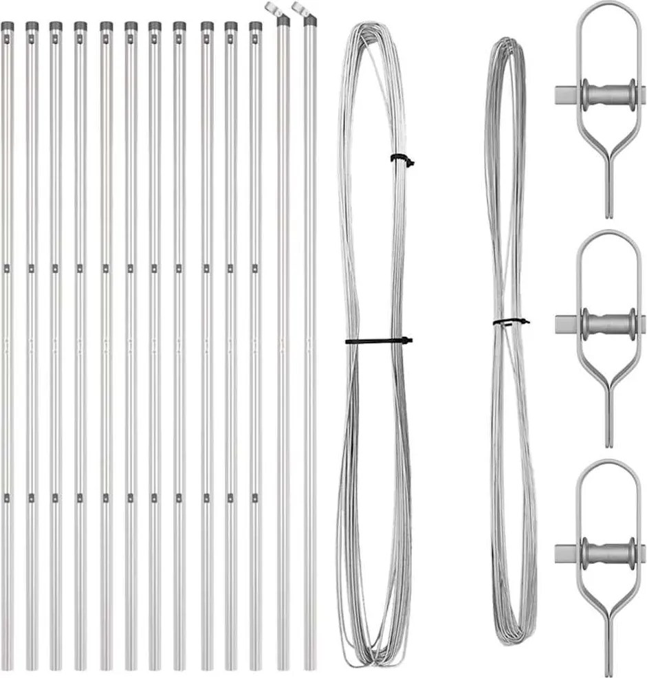 vidaXL Kerítésoszlop 13 pcs Ezüst Acél