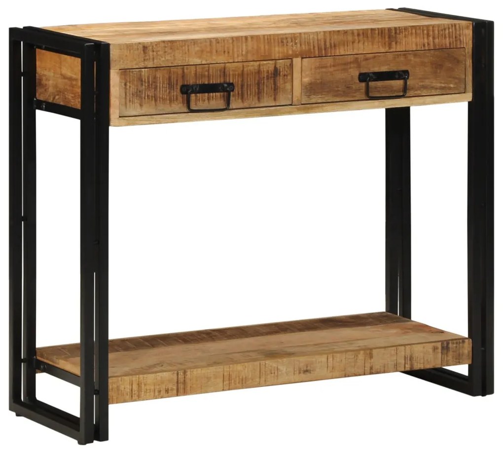 Konzolasztal 90x33x75 cm Tömör durva mangófából