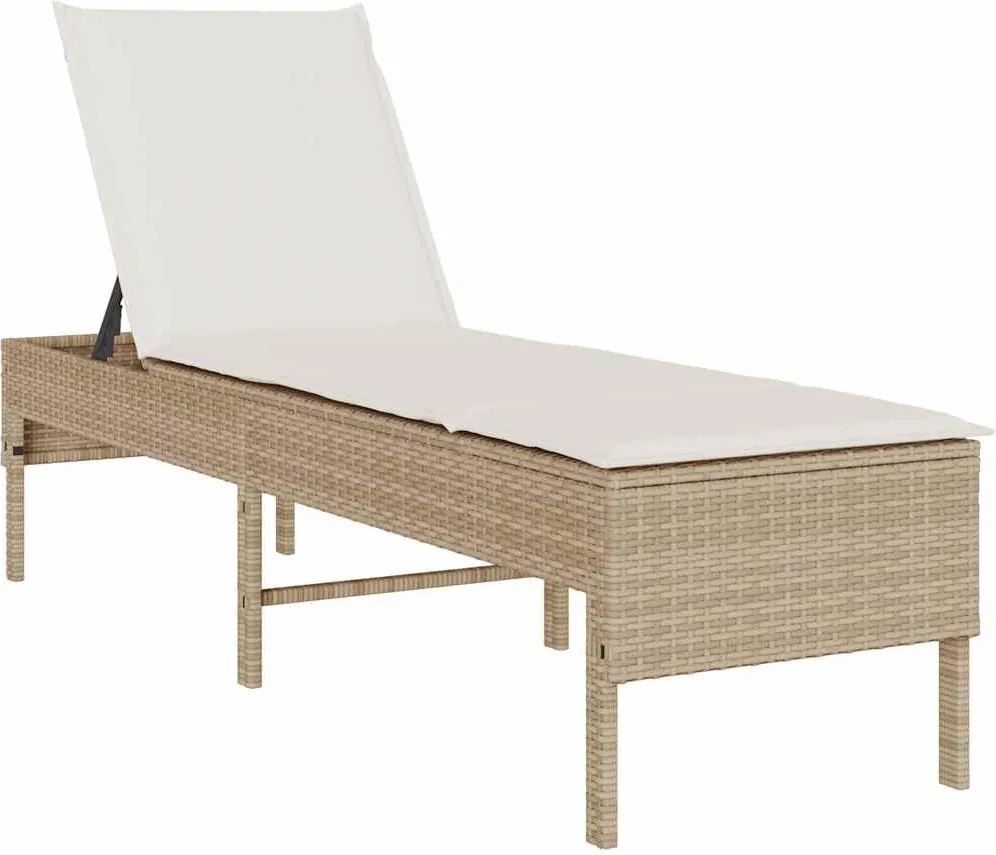 vidaXL bézs polyrattan napozóágy párnával 55x200x44 cm