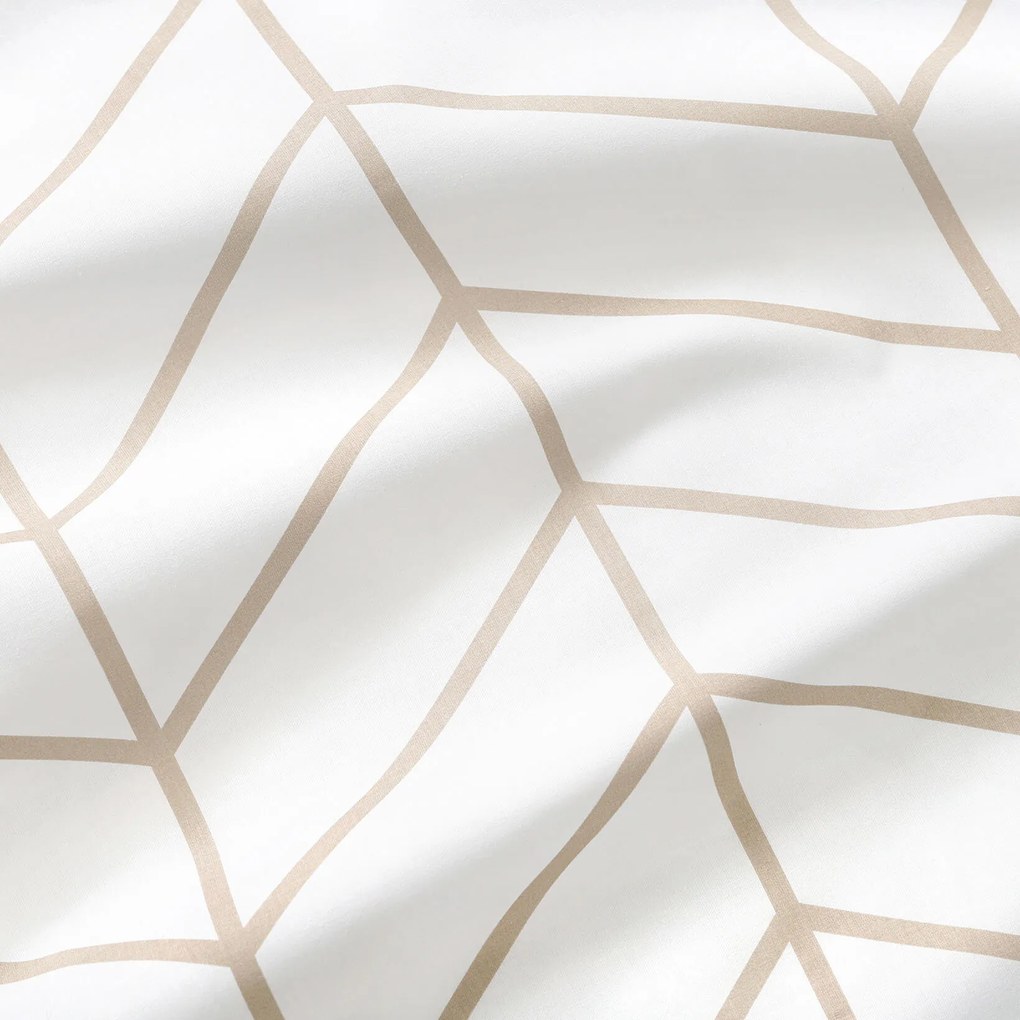 Goldea pamut körgumis lepedő - bézs cikkcakk fehéren 80 x 200 cm