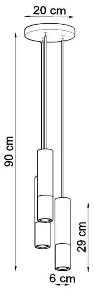Sollux SL.1079 - Csillár zsinóron LAGOS 3xGU10/10W/230V fekete