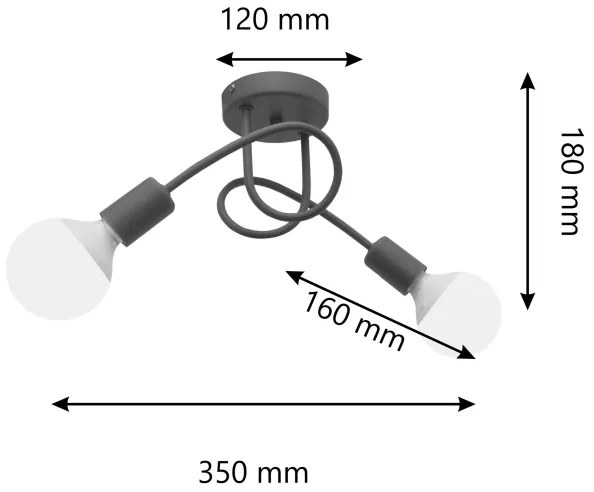 Gyereklámpa OXFORD 2xE27/15W/230V szürke, mennyezeti