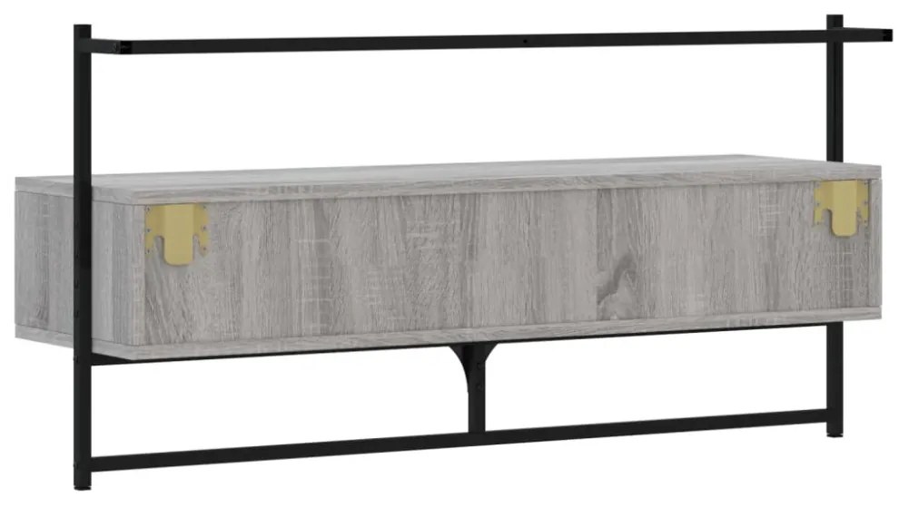 szürke sonoma színű szerelt fa fali TV szekrény 100,5x30x51 cm