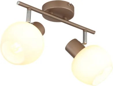 Globo 54662-2 Fali lámpa, fém matt kávébarna, krómozott fém, fehér üveg, forgatható/dönthető, HxSzxM: 300x125x175mm, 2x E27 40W 230V izzók nélkül