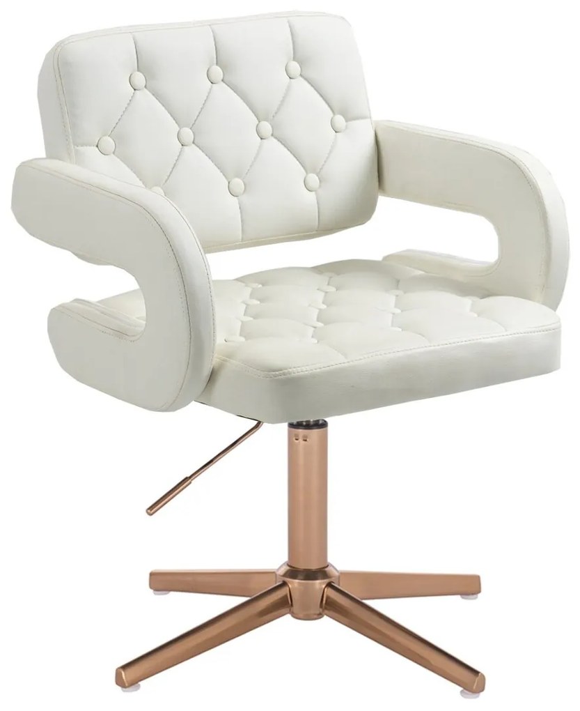 HR8403CROSS Fehér modern műbőr szék arany lábbal