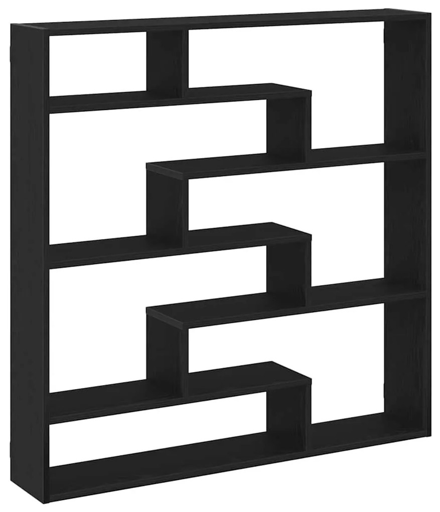 fekete szerelt fa fali kockapolc 7 rekeszes színű