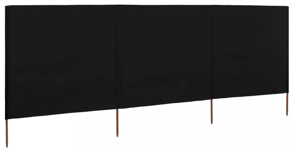 fekete szövet 3-paneles szélfogó 400 x 160 cm