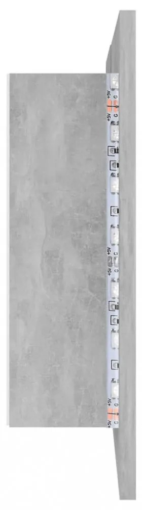 betonszürke akril LED-es tükrös fürdőszobaszekrény 80x12x45 cm